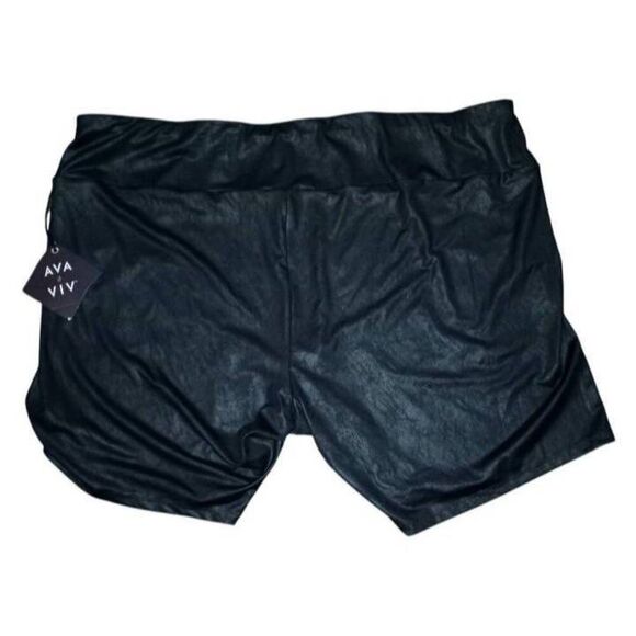 AVA & VIV BLACK HIGH WAISTED LIQUID SHINE BIKE SHORTS SZ.4X NWT. - Picture 4 of 6